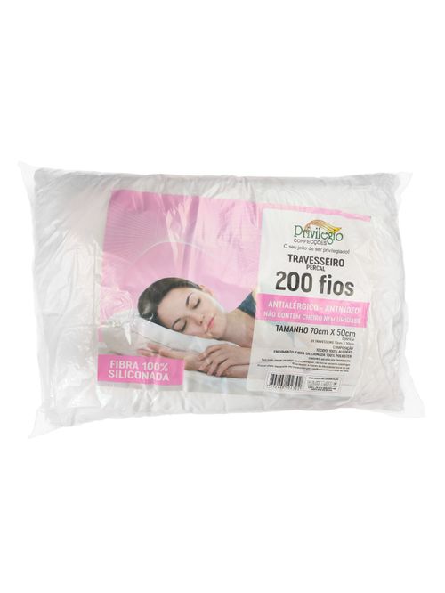 Travesseiro Percal 200 Fios Antialérgico Fibra Siliconada 70x50cm - Privilegio